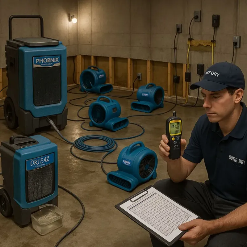 Structural Drying and Dehumidification process in Timberville, VA